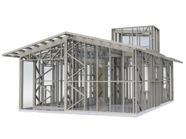 Casa de 54 m2 con 2 dormitorios (Steel Frame) en Brasil - Marco de acero (estructura) finalizado.